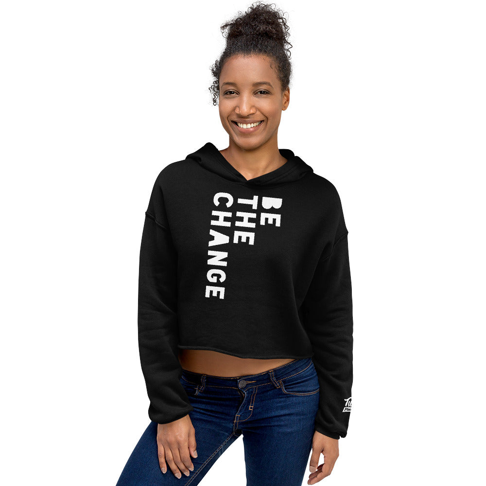 BE THE CHANGE white - Crop Hoodie