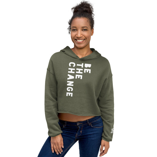 BE THE CHANGE white - Crop Hoodie