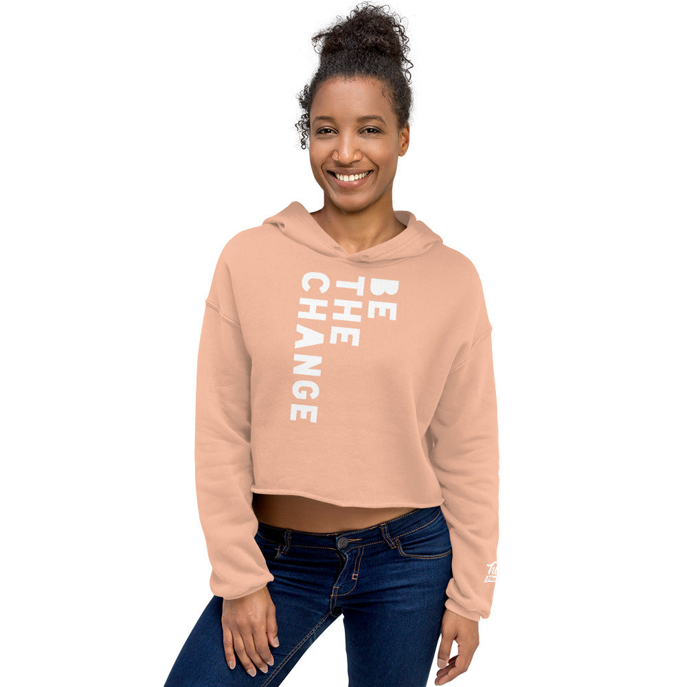 BE THE CHANGE white - Crop Hoodie